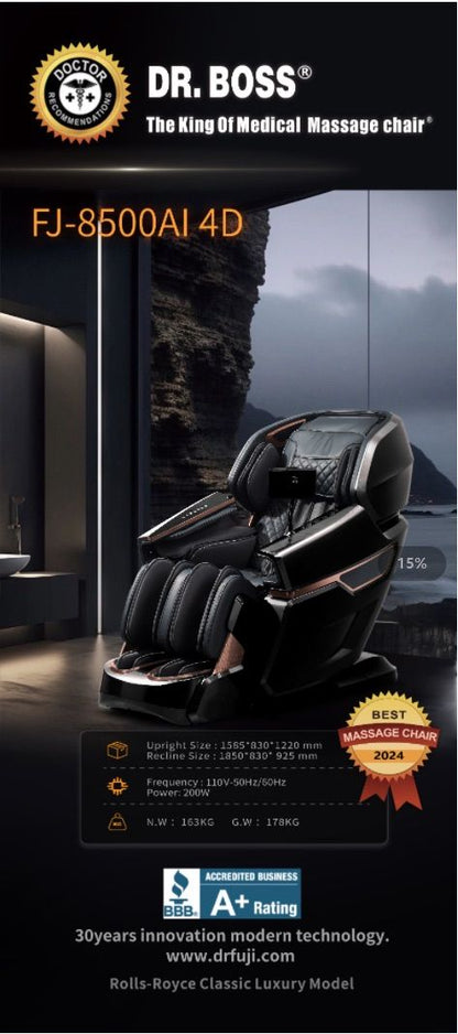FJ-8500-Plus AI-4D Rolls Royce Luxury Massage Chair with Mini Oxygen Concentrator Dr. Boss