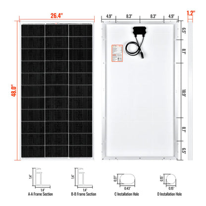 MEGA 150 | 150 Watt Solar Panel | Lightweight 12V Off-Grid Solar Panel for RVs, Cabins, Boats | 25-Year Output Warranty | UL Certified Rich Solar