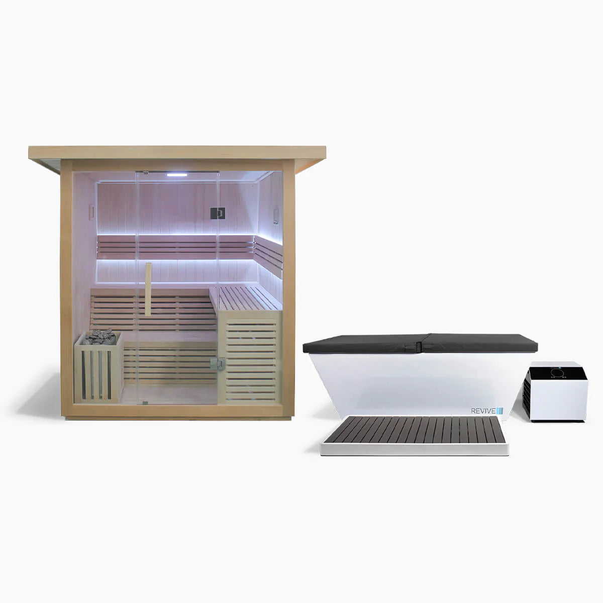 6 Person Traditional Sauna & Acrylic Plunge Revive